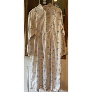 delicates Vintage Blue Floral Victorian Nightgown, Medium